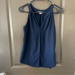C & E Chic Navy Blue Sleeveless Women's Tank Top V Neck Halter Size Small